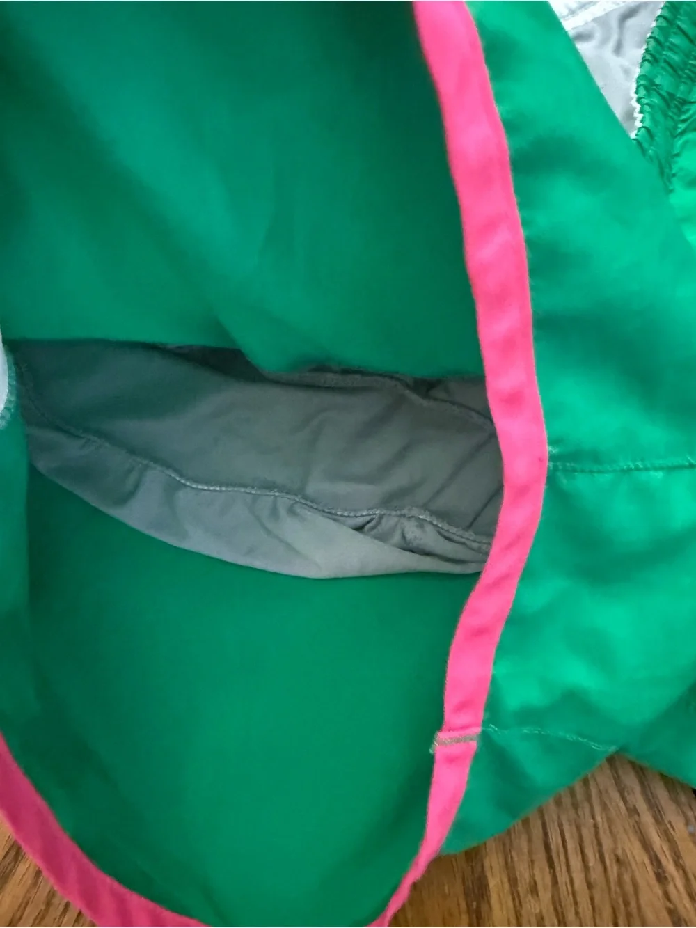 Nike Green Athletic Shorts with Pink Trim